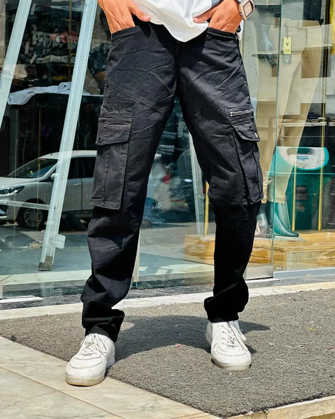 Black Tactical Cargo Jeans PATTERNS FOR MEN