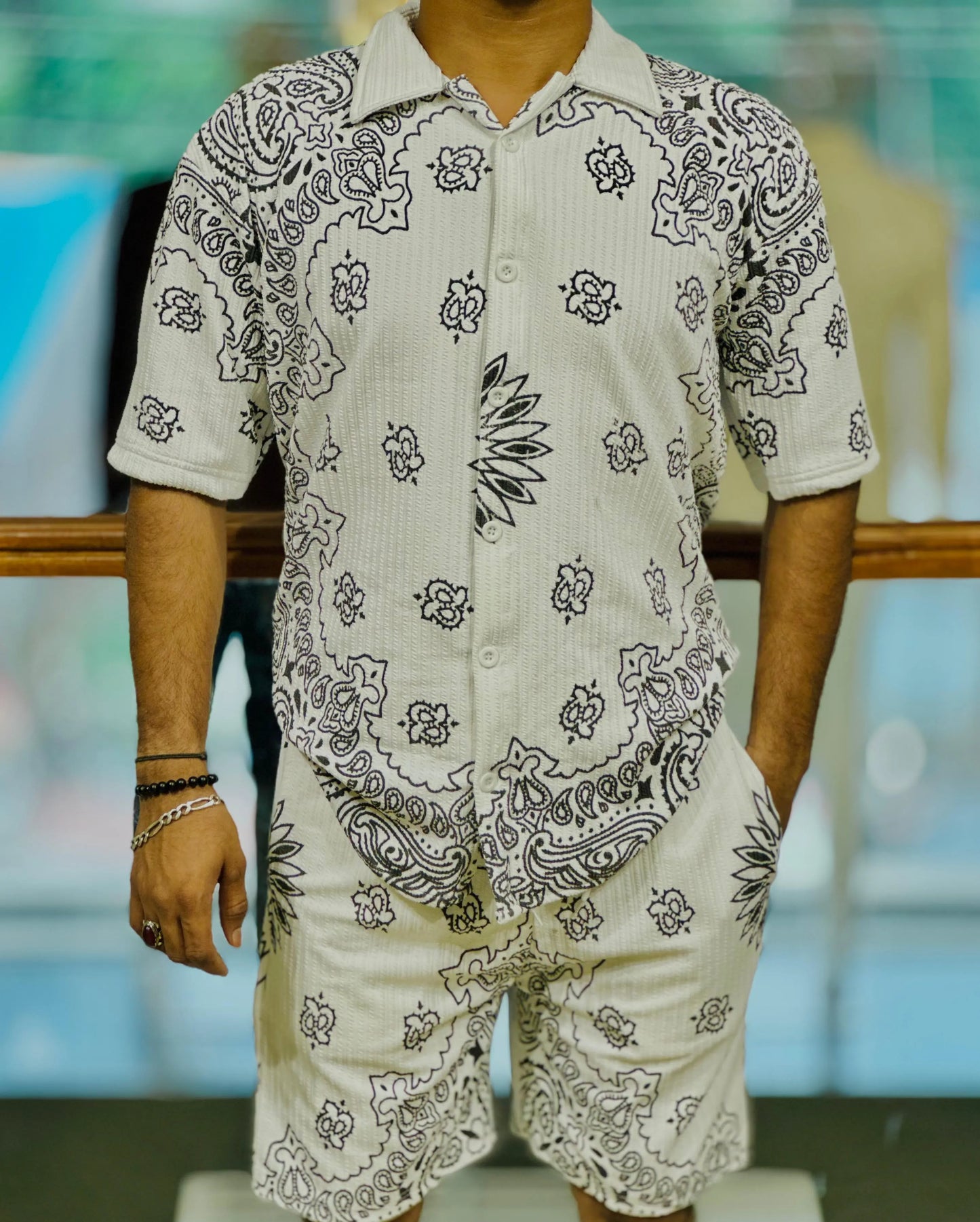 Desert Bloom – Bandana Textured Short Suit PATTERNS FOR MEN