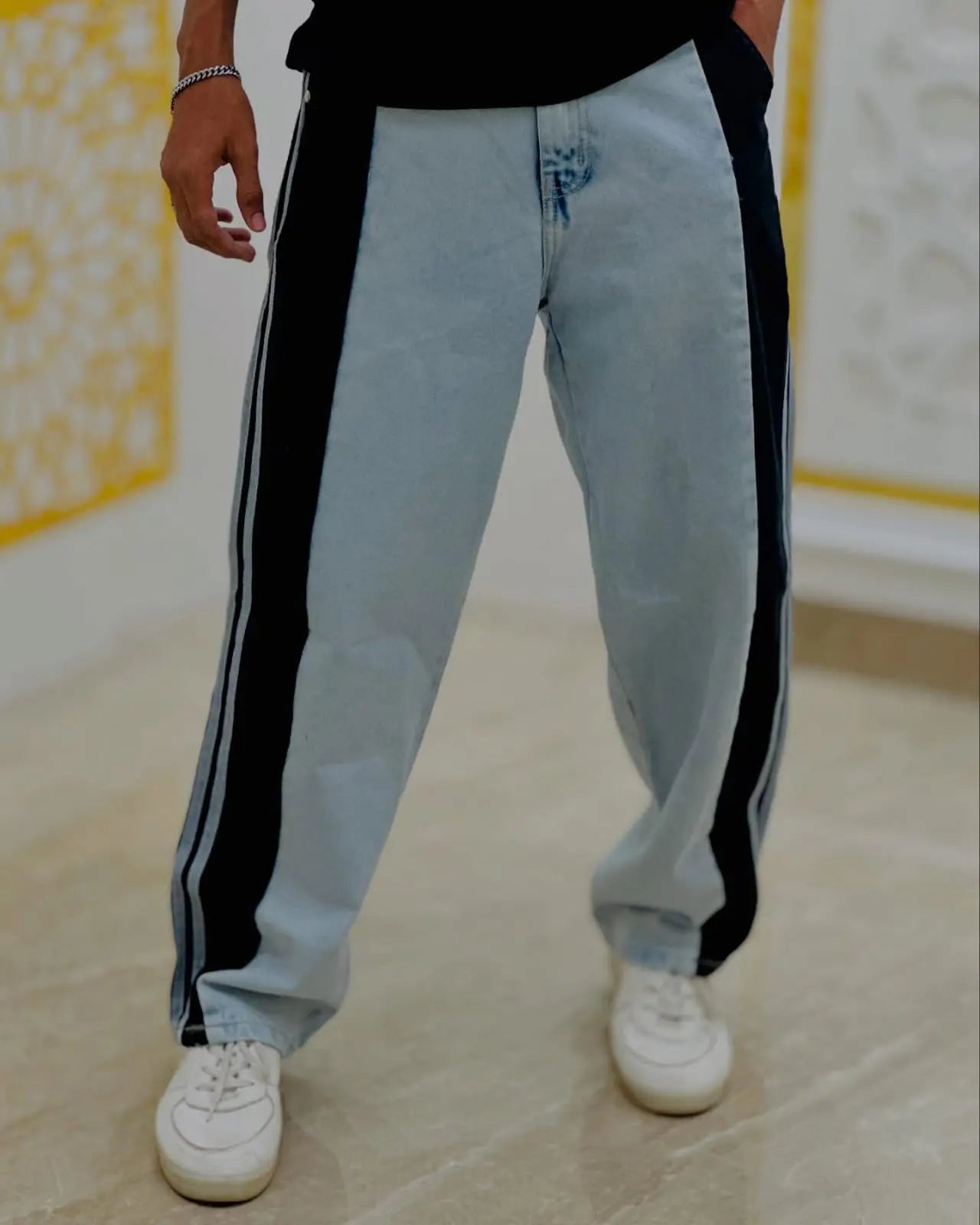 Dual-Tone Street Style Denim Joggers PATTERNS FOR MEN