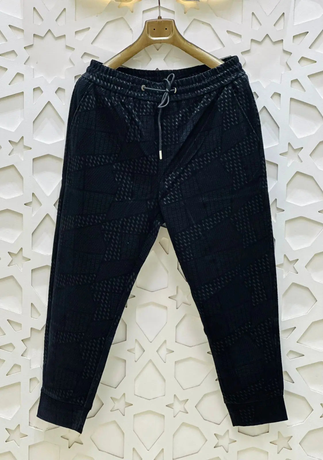 Midnight Matrix Textured Joggers PATTERNS FOR MEN