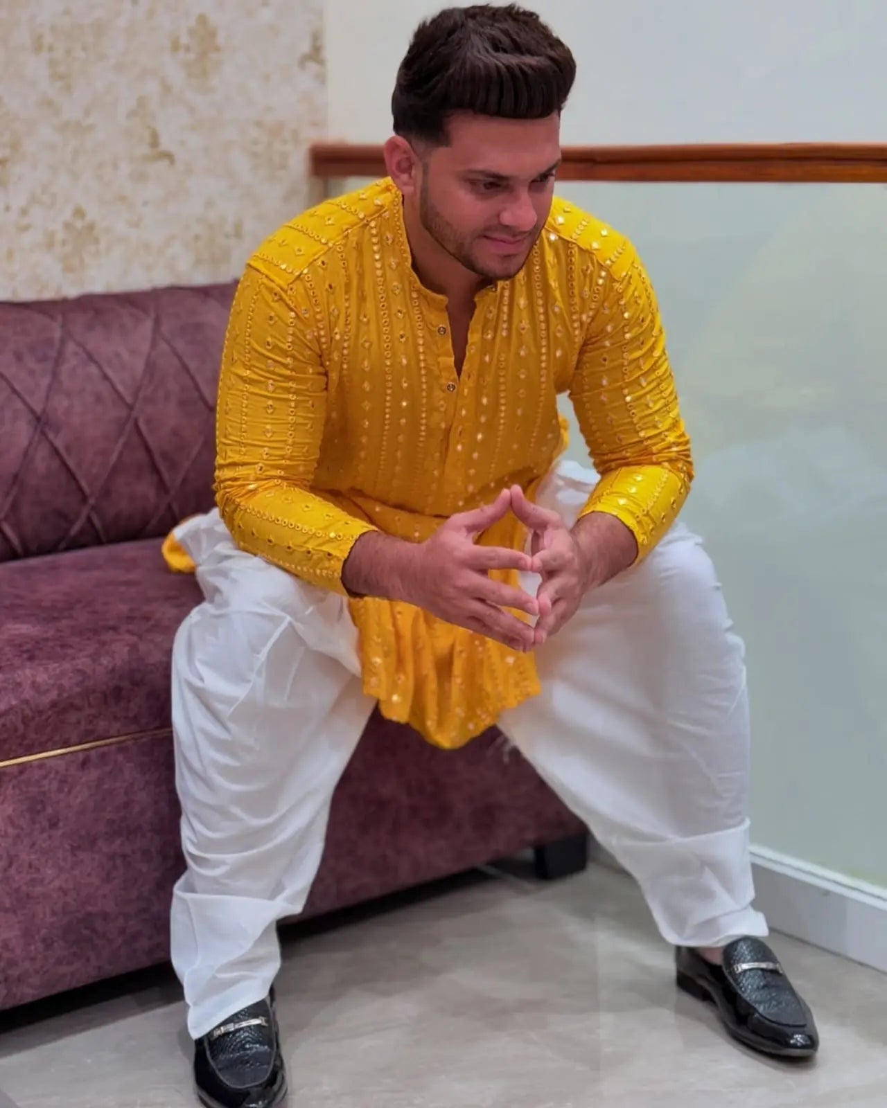 "Haldi Charm Mirror Work Kurta" PATTERNS FOR MEN