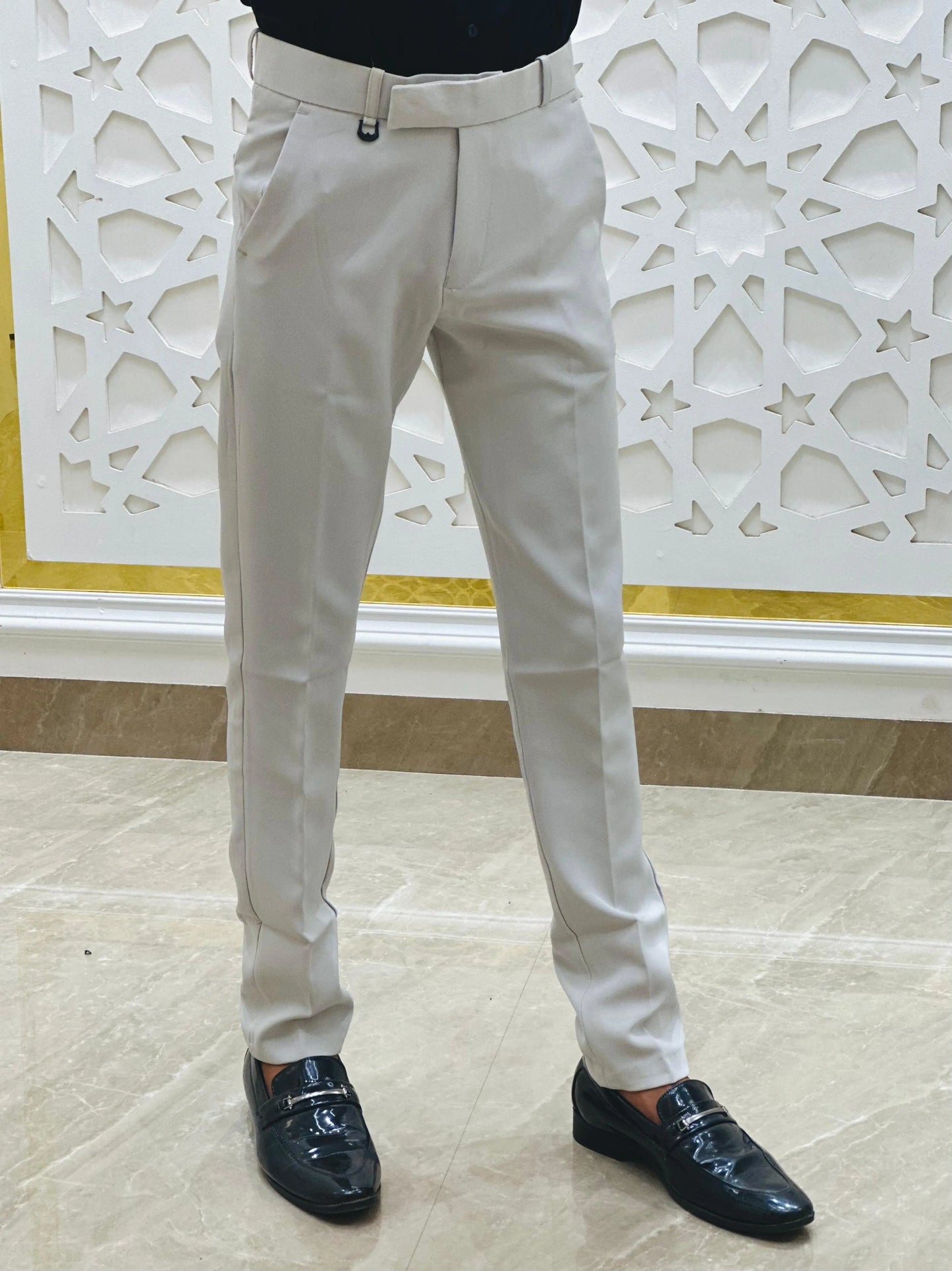 Stone Grey Elite Formal Pant PATTERNS FOR MEN