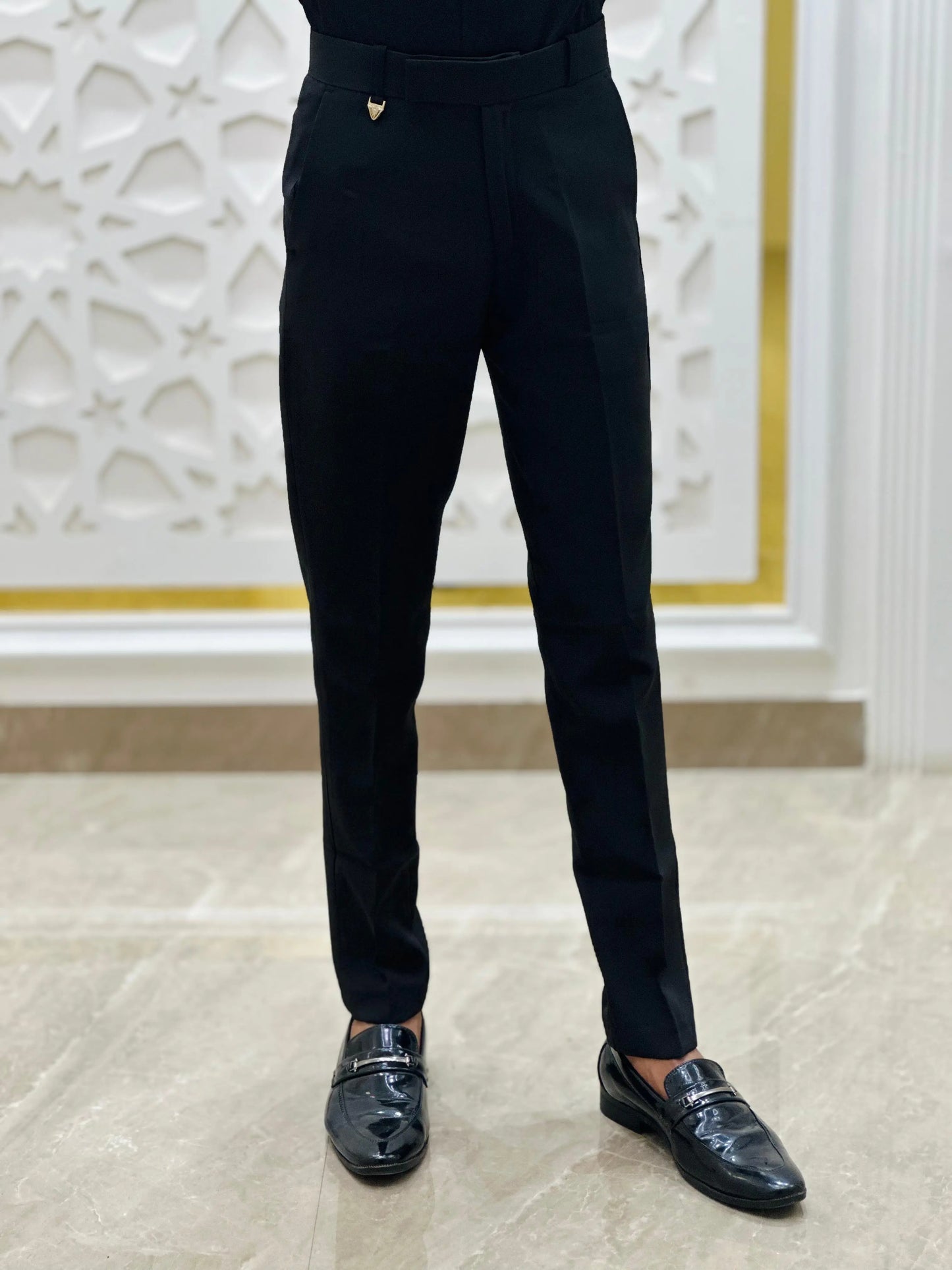 Classic Jet Black Formal Pant PATTERNS FOR MEN