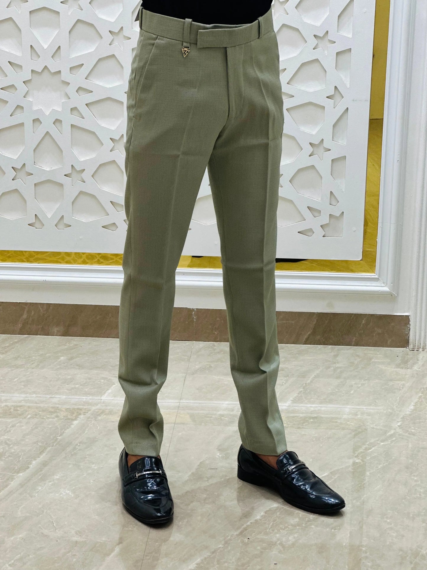 Olive Mist Premium Formal Pant PATTERNS FOR MEN