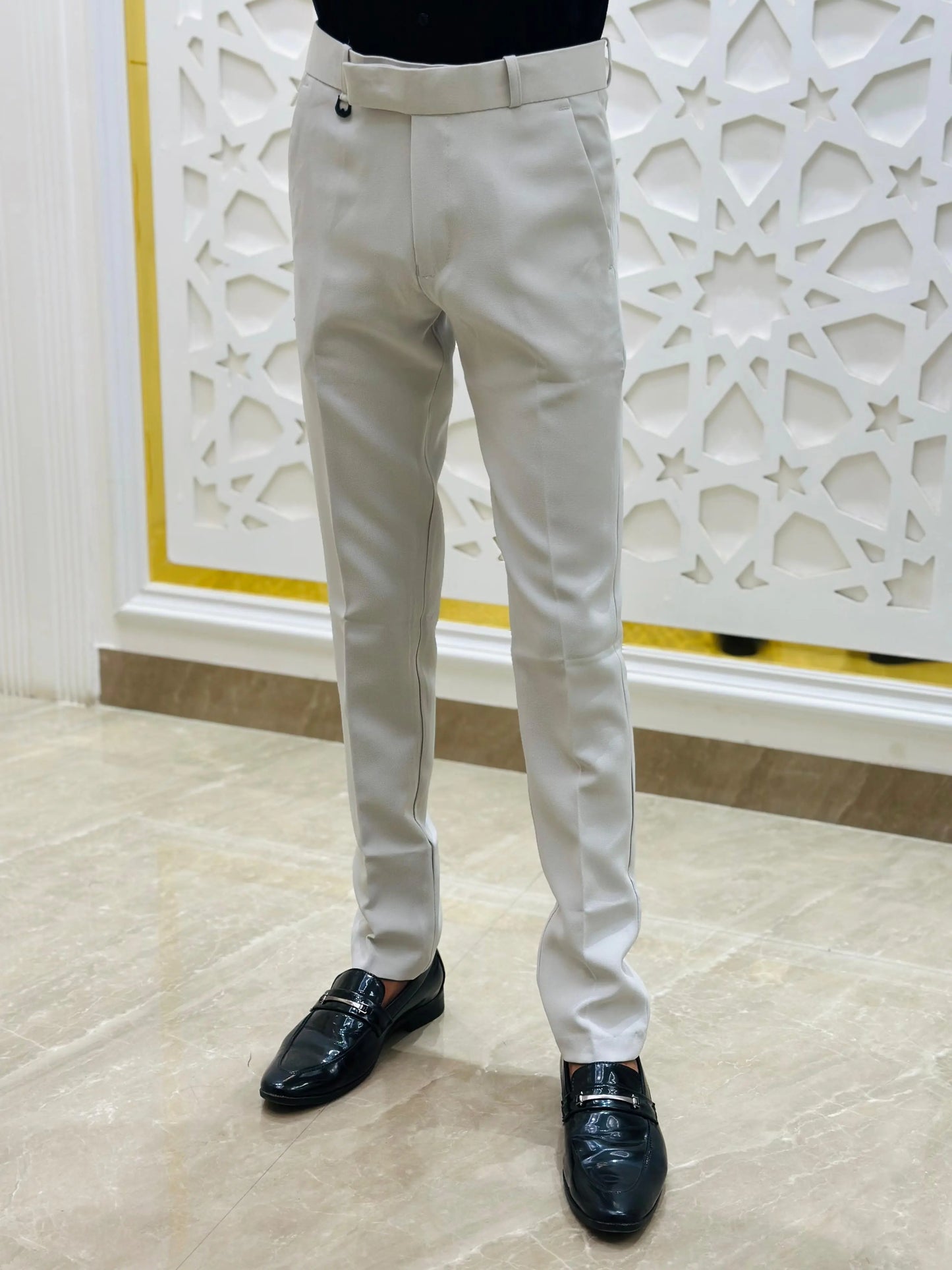 Ivory White Slim-Fit Formal Trouser PATTERNS FOR MEN