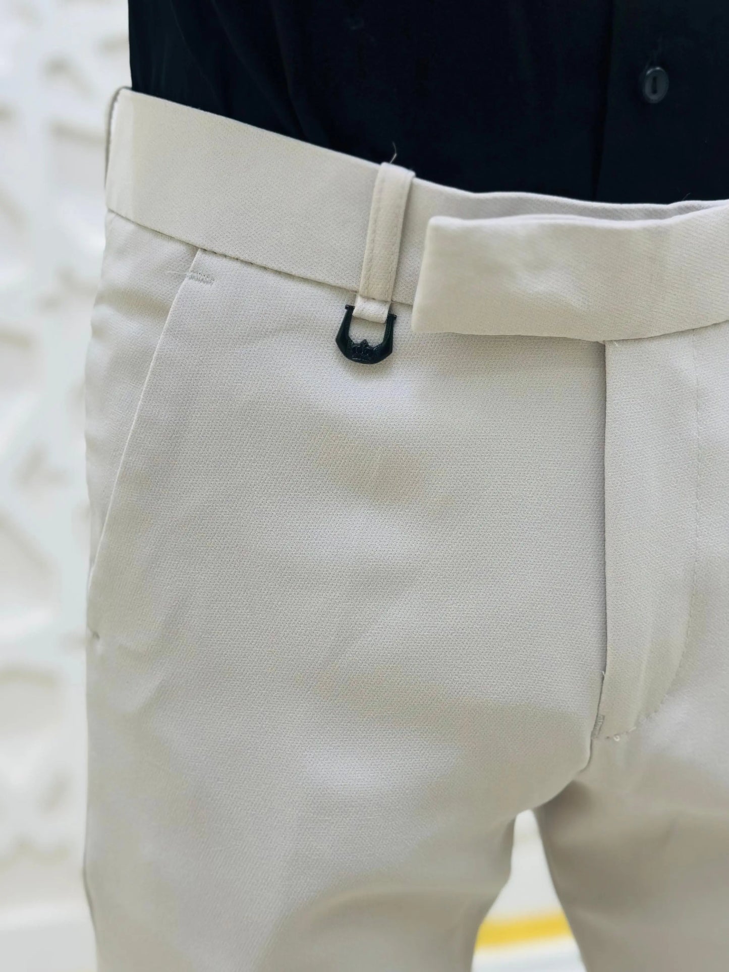 Ivory White Slim-Fit Formal Trouser PATTERNS FOR MEN