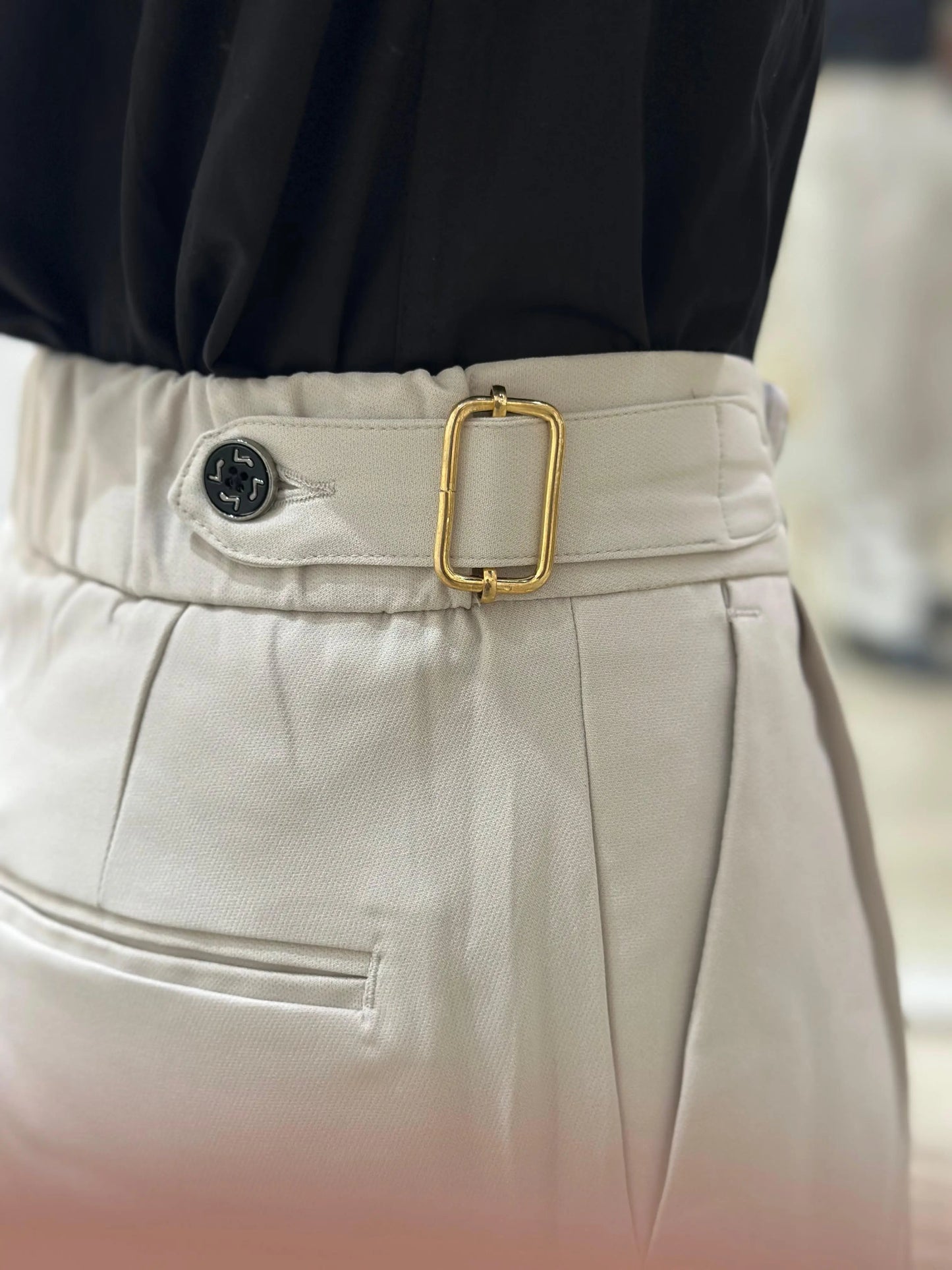 Classic Ivory Pleated Formal Trouser PATTERNS FOR MEN