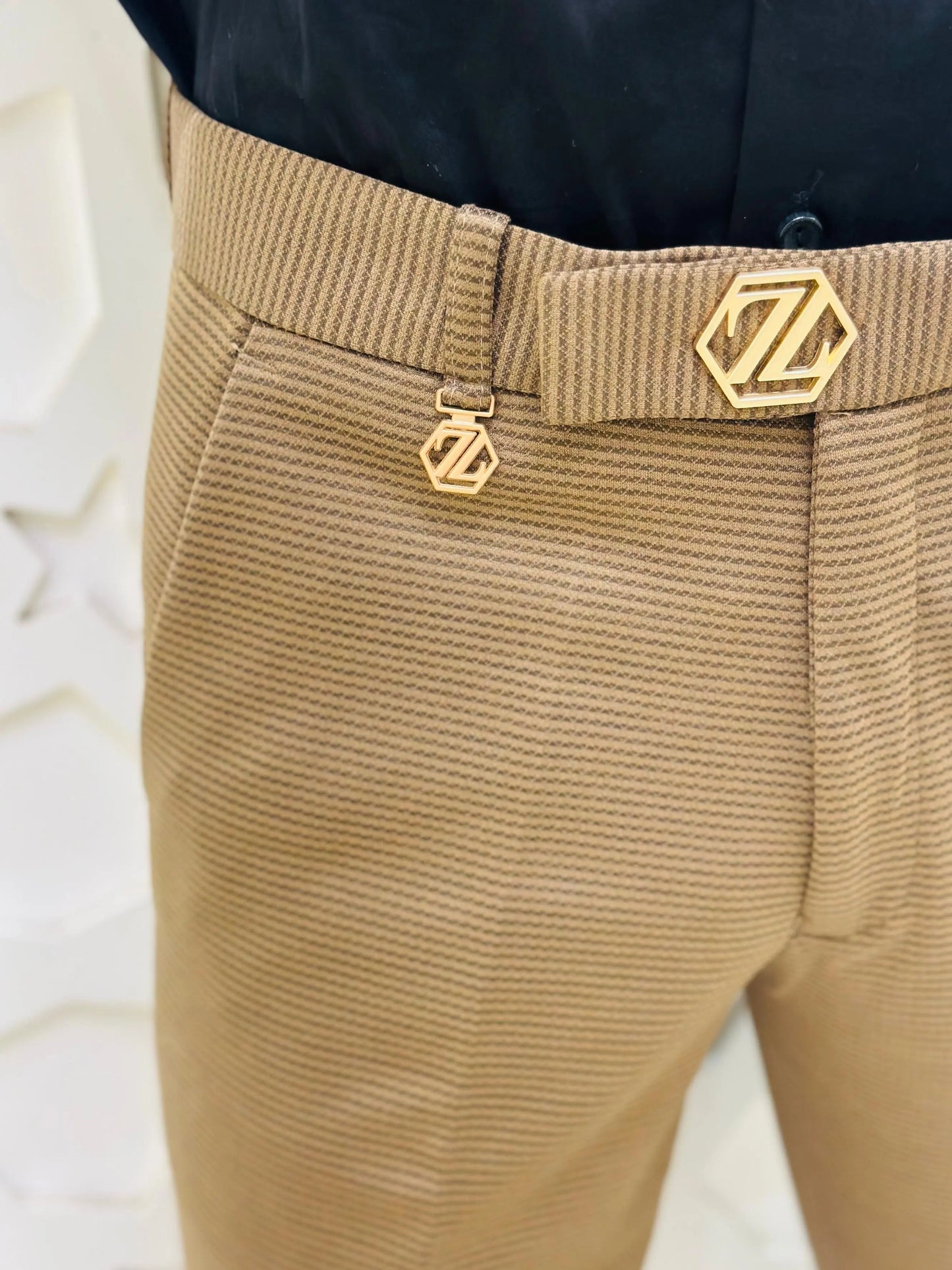 Royal Brown Textured Formal Pant PATTERNS FOR MEN