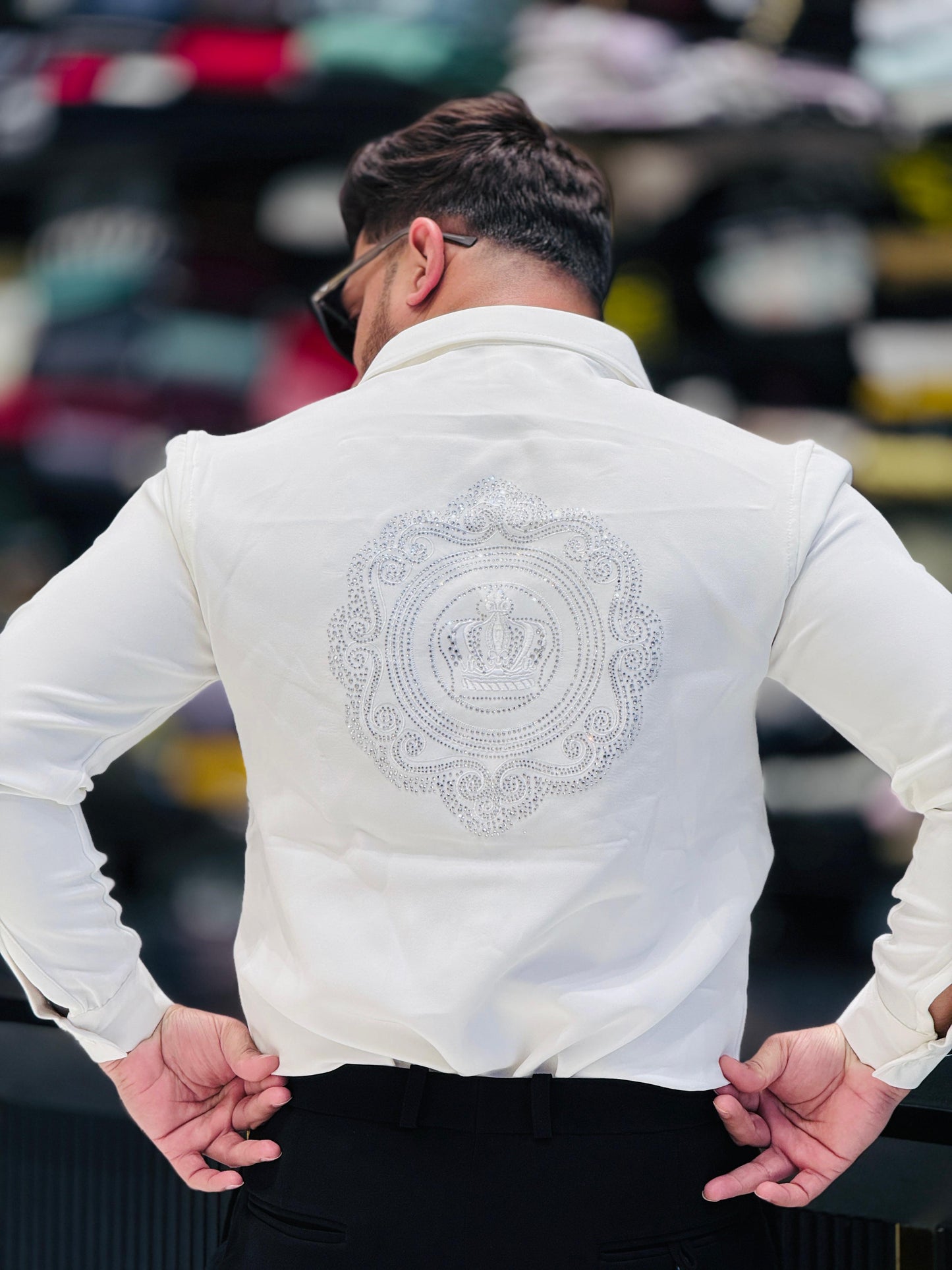 Men’s Premium White Party Wear Shirt – Royal Crest Design PATTERNS FOR MEN
