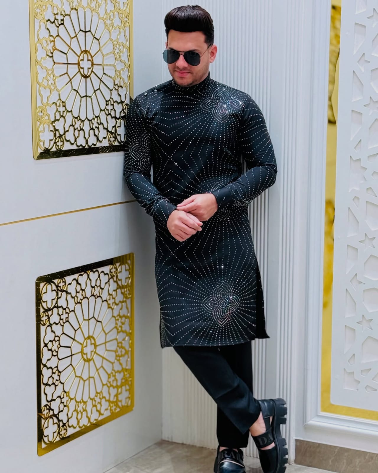 "Noir Radiance Diamond Kurta" PATTERNS FOR MEN
