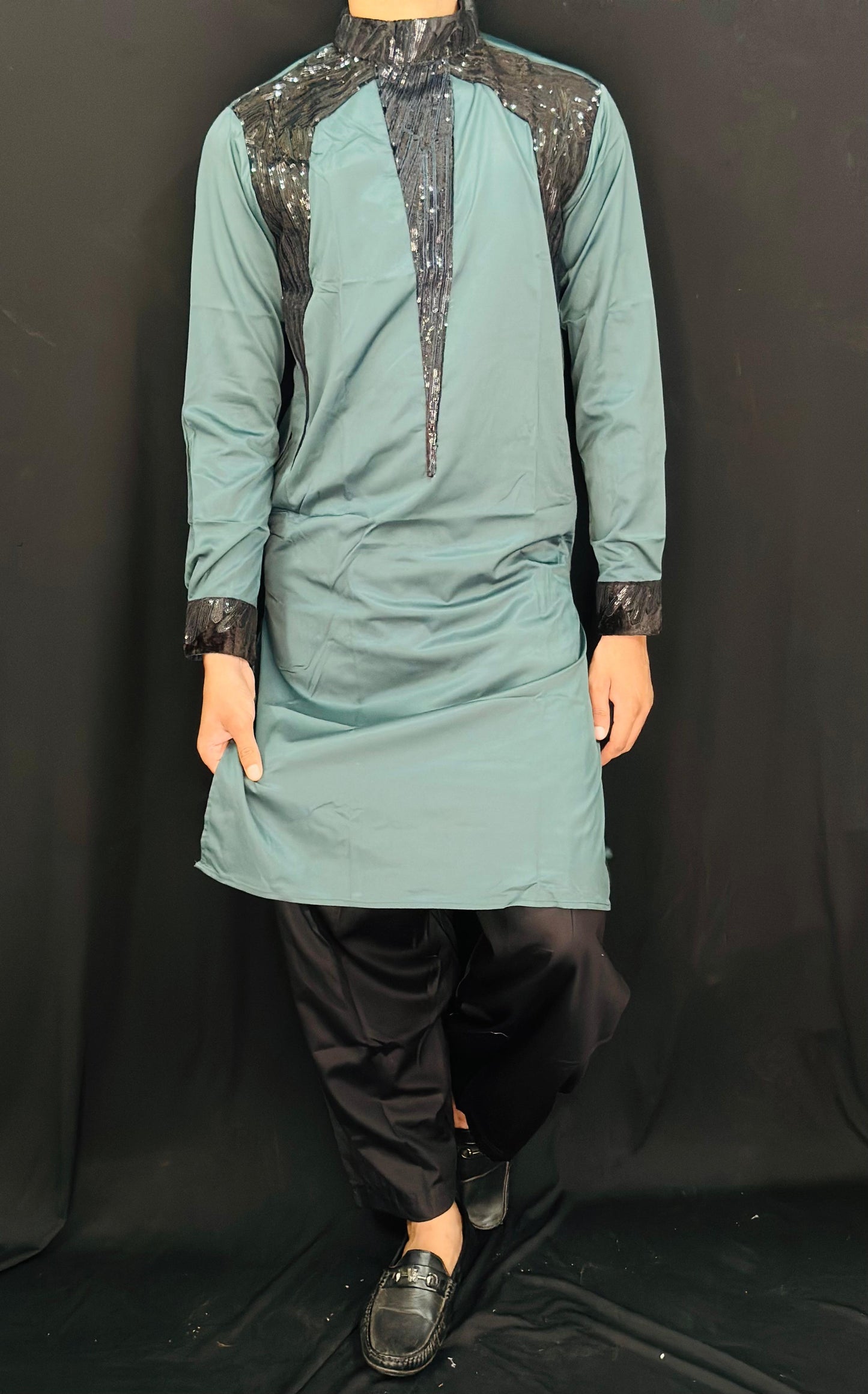 Sequin Detail Kurta PATTERNS FOR MEN