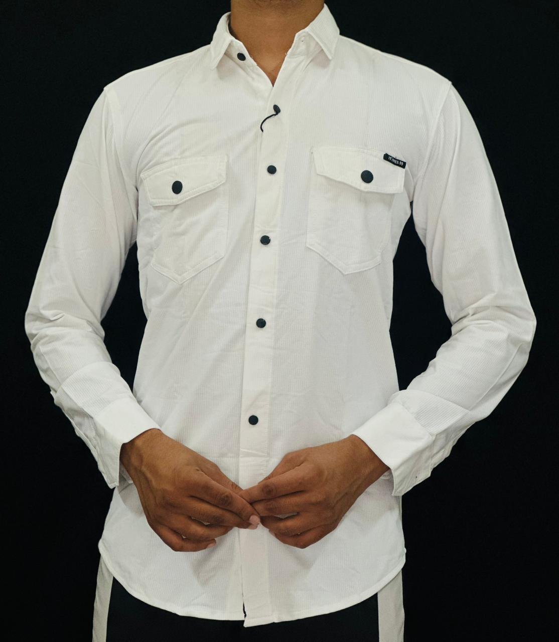 Classic White Dual-Pocket Shirt PATTERNS FOR MEN