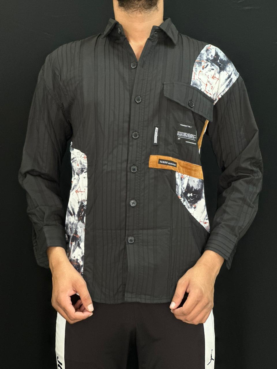 Urban Patchwork Black Shirt PATTERNS FOR MEN