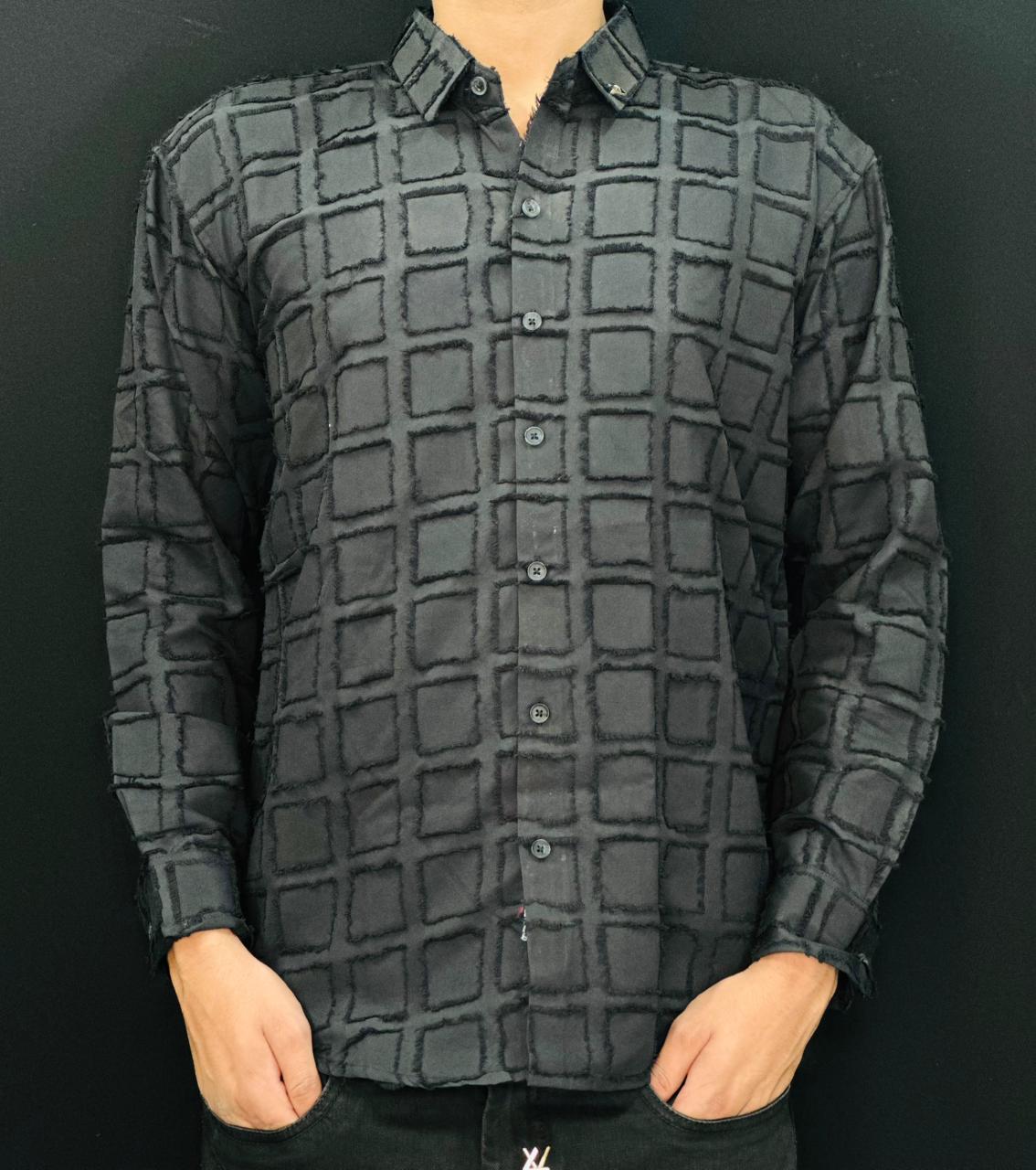 Shadow Grid Textured Shirt PATTERNS FOR MEN