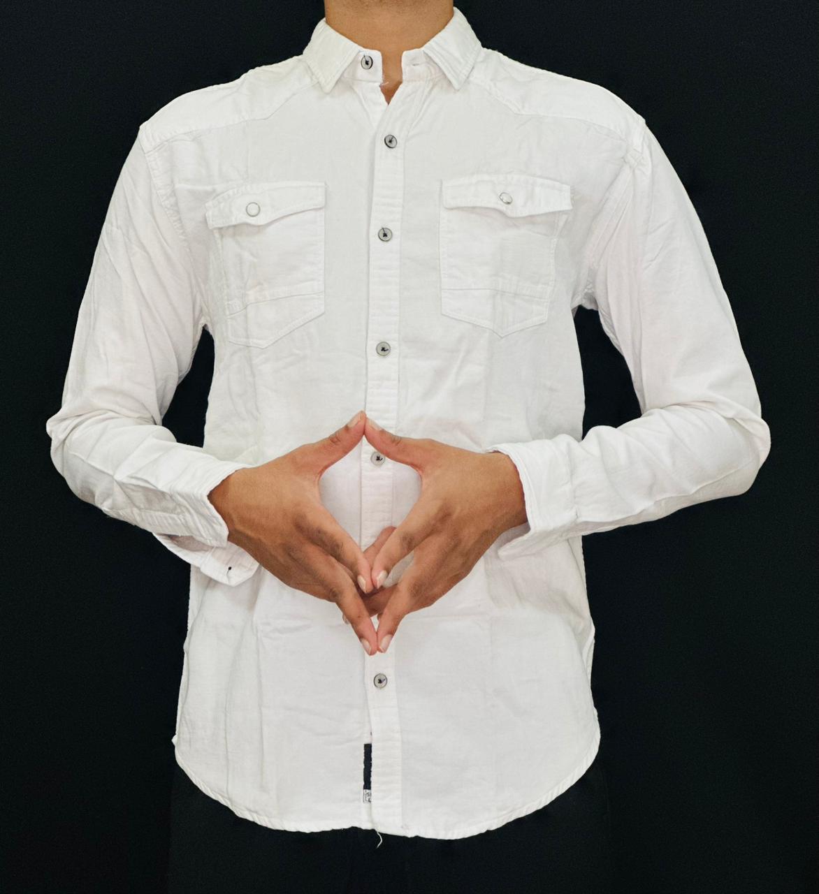 Crisp White Utility Shirt PATTERNS FOR MEN