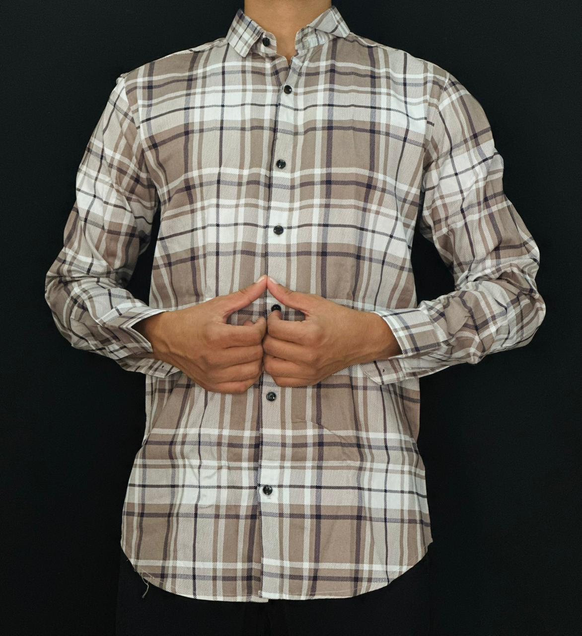 Taupe Checkered Shirt PATTERNS FOR MEN