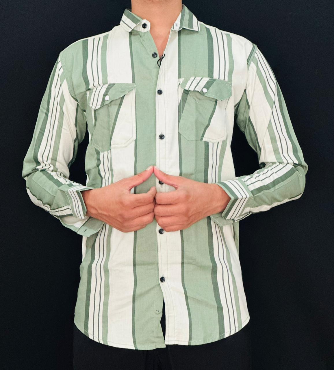 Green Striped Shirt PATTERNS FOR MEN