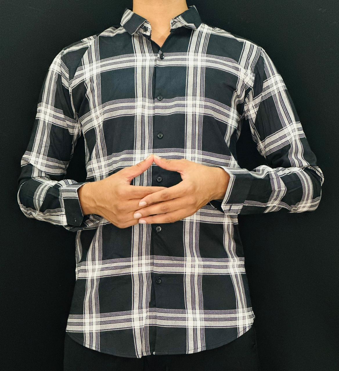 Men’s Classic Black & White Checked Shirt PATTERNS FOR MEN