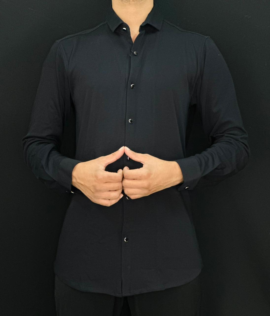 Men’s Classic Jet Black Slim Fit Shirt PATTERNS FOR MEN