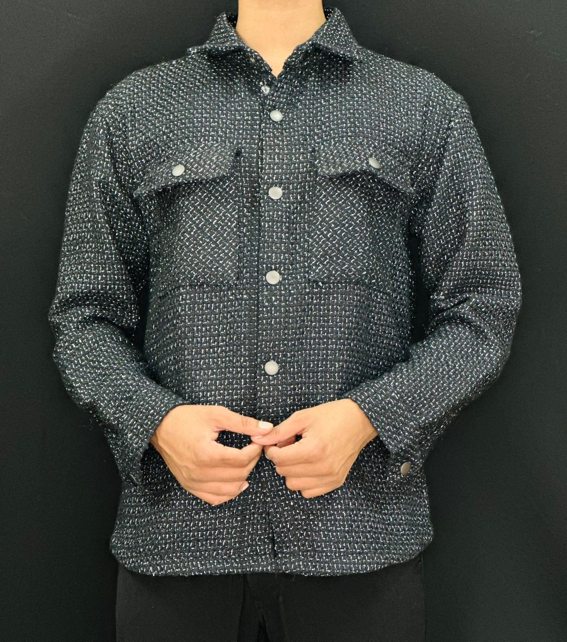 Midnight Texture Button-Down Shirt PATTERNS FOR MEN