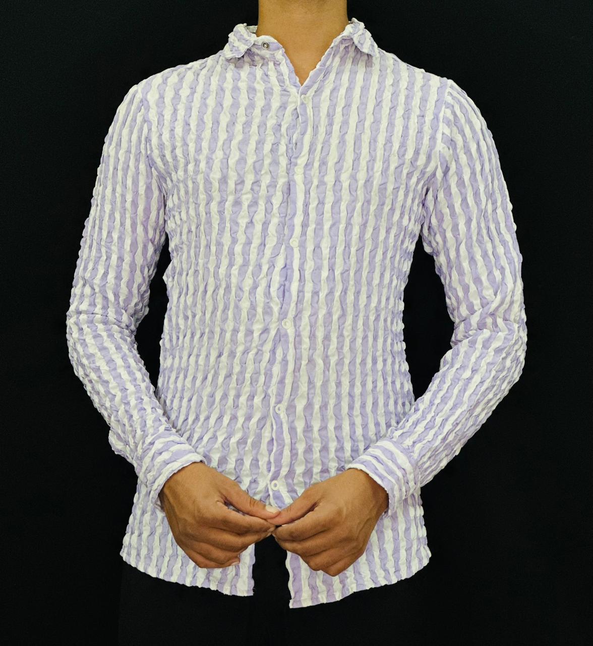 Lavender Wave Stripe Shirt PATTERNS FOR MEN