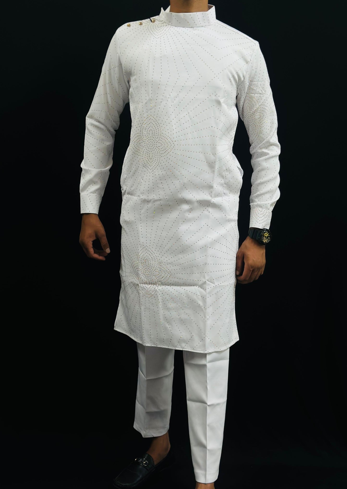 Royal White Diamond Studded Designer Kurta for Men PATTERNS FOR MEN