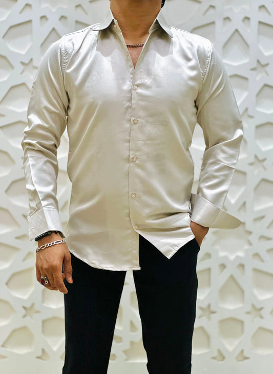 Pearl White Satin Shirt PATTERNS FOR MEN