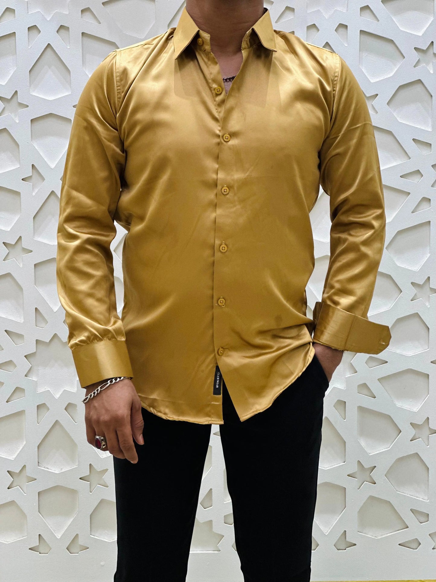 Golden Luxe Satin Shirt PATTERNS FOR MEN