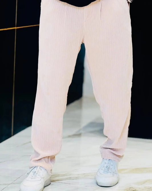 Blush Pink Corduroy Track Pant PATTERNS FOR MEN