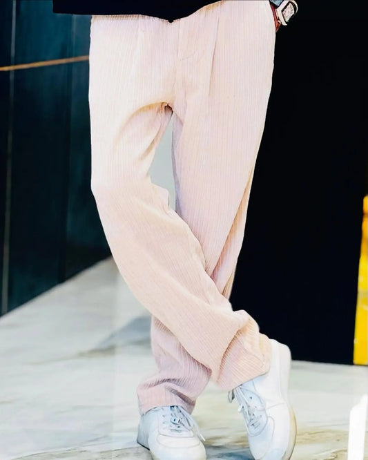 Blush Pink Corduroy Track Pant PATTERNS FOR MEN