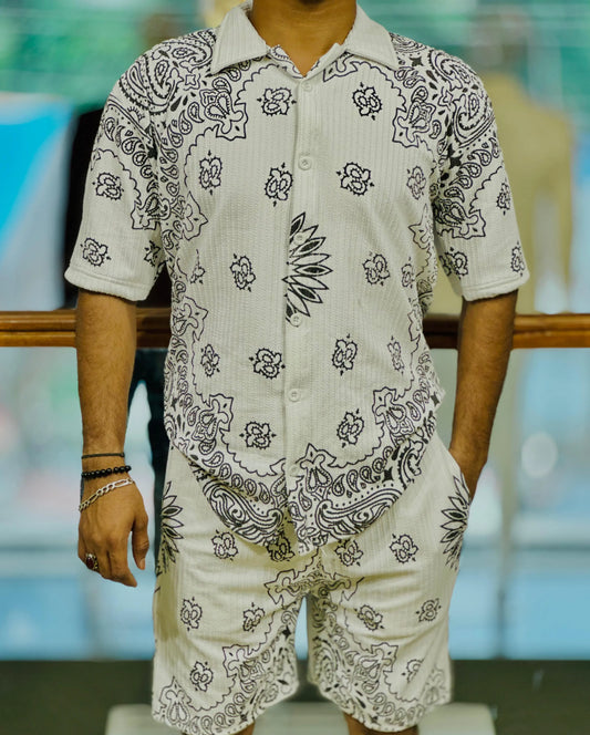 Desert Bloom – Bandana Textured Short Suit PATTERNS FOR MEN