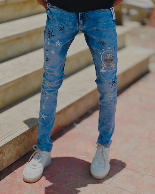 Starry Sky Graphic Slim Fit Jeans PATTERNS FOR MEN