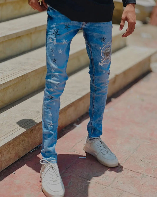 Starry Sky Graphic Slim Fit Jeans PATTERNS FOR MEN