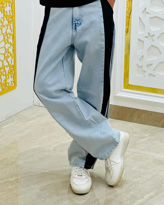 Dual-Tone Street Style Denim Joggers PATTERNS FOR MEN
