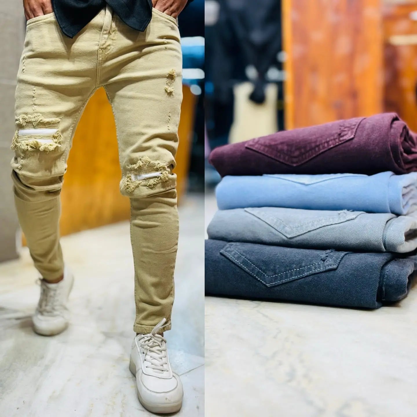 "Urban Edge Distressed Slim-Fit Jeans" PATTERNS FOR MEN