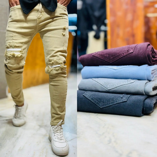 "Urban Edge Distressed Slim-Fit Jeans" PATTERNS FOR MEN