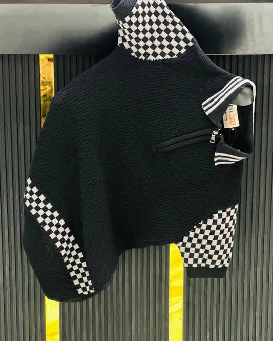 Shadow Grid Zipper Tee PATTERNS FOR MEN