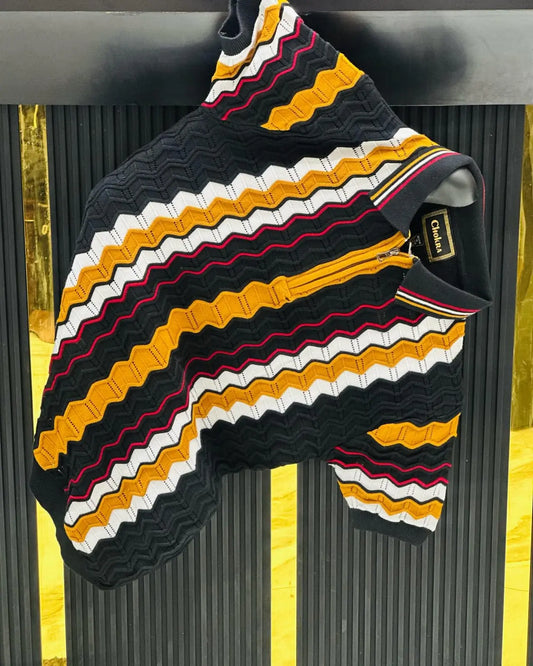 Retro Wave Knit Zip Tee PATTERNS FOR MEN
