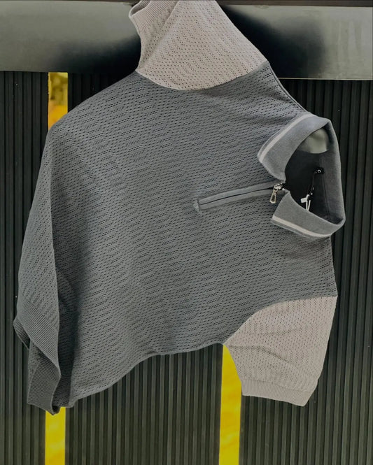 Dual Tone Mesh Zip Tee PATTERNS FOR MEN