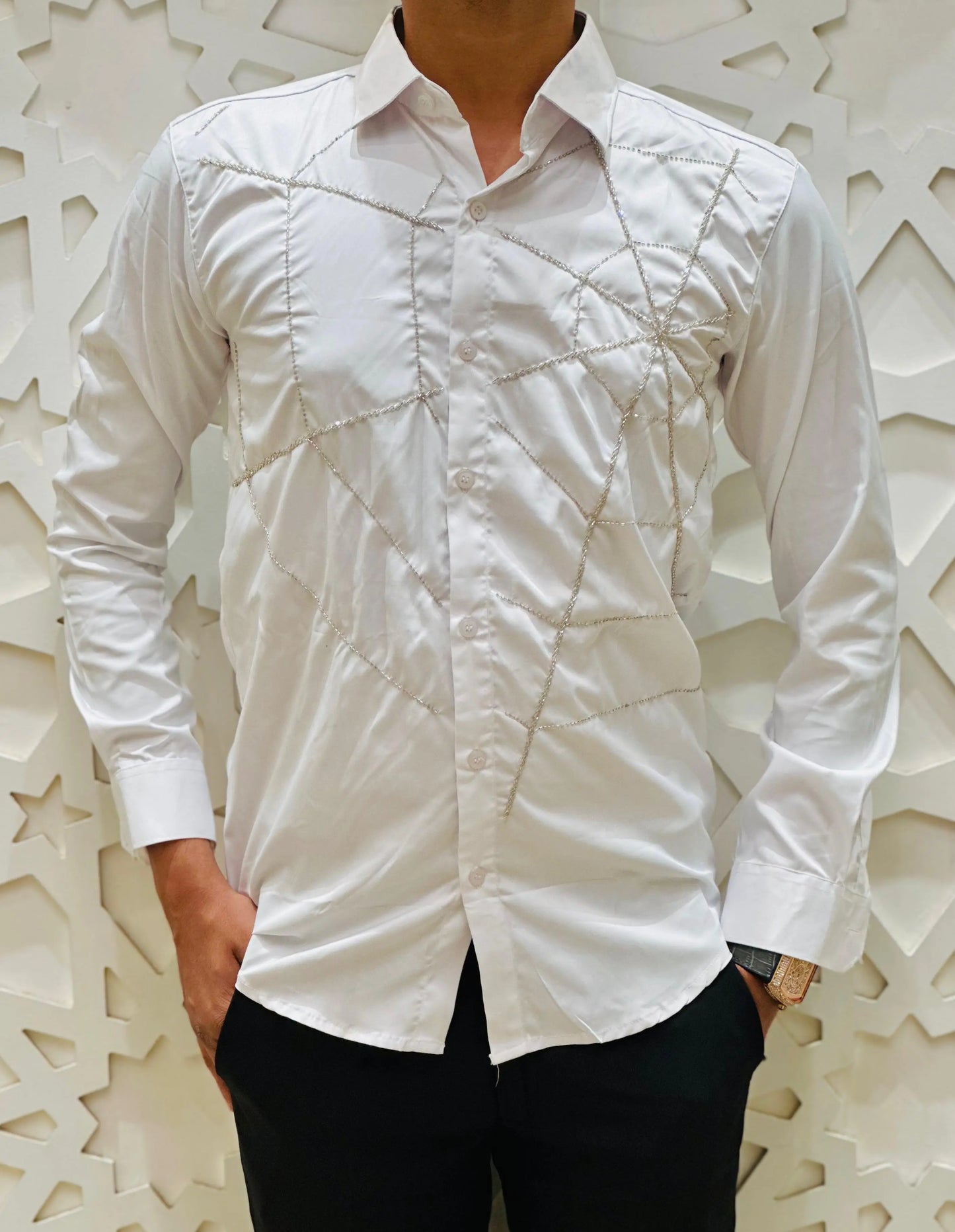 "Crystal Grid Shirt" PATTERNS FOR MEN