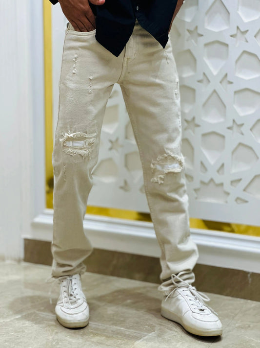 Men's Off-White Distressed Denim Jeans PATTERNS FOR MEN