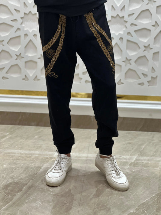 "Royal Chain Black Track Pants" PATTERNS FOR MEN