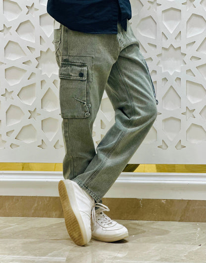 Stone Grey Cargo Denim PATTERNS FOR MEN