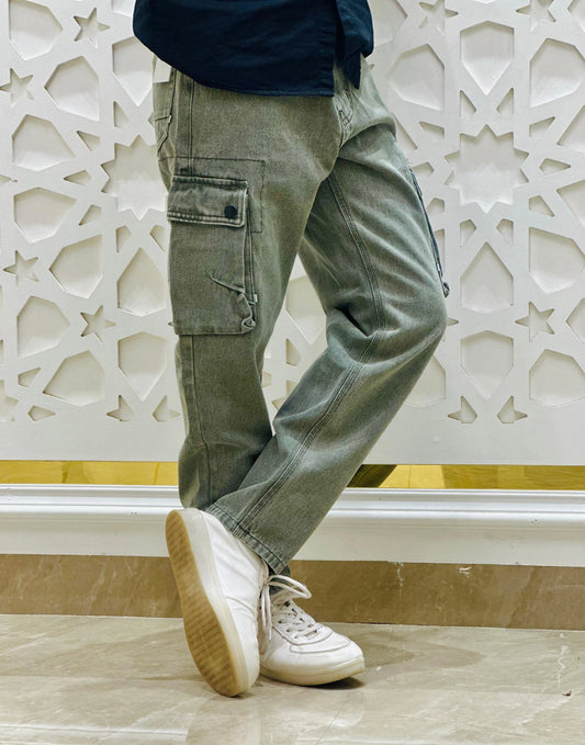 Stone Grey Cargo Denim PATTERNS FOR MEN