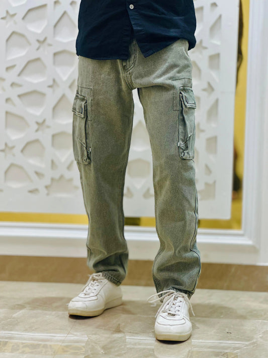 Stone Grey Cargo Denim PATTERNS FOR MEN