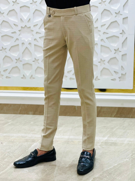 Elite Sand Slim Fit Trousers PATTERNS FOR MEN