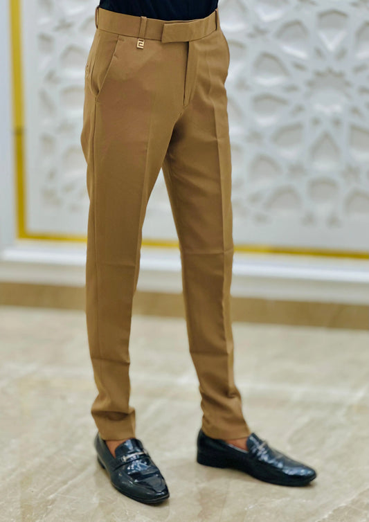Caramel Brown Classic Formal Pant PATTERNS FOR MEN