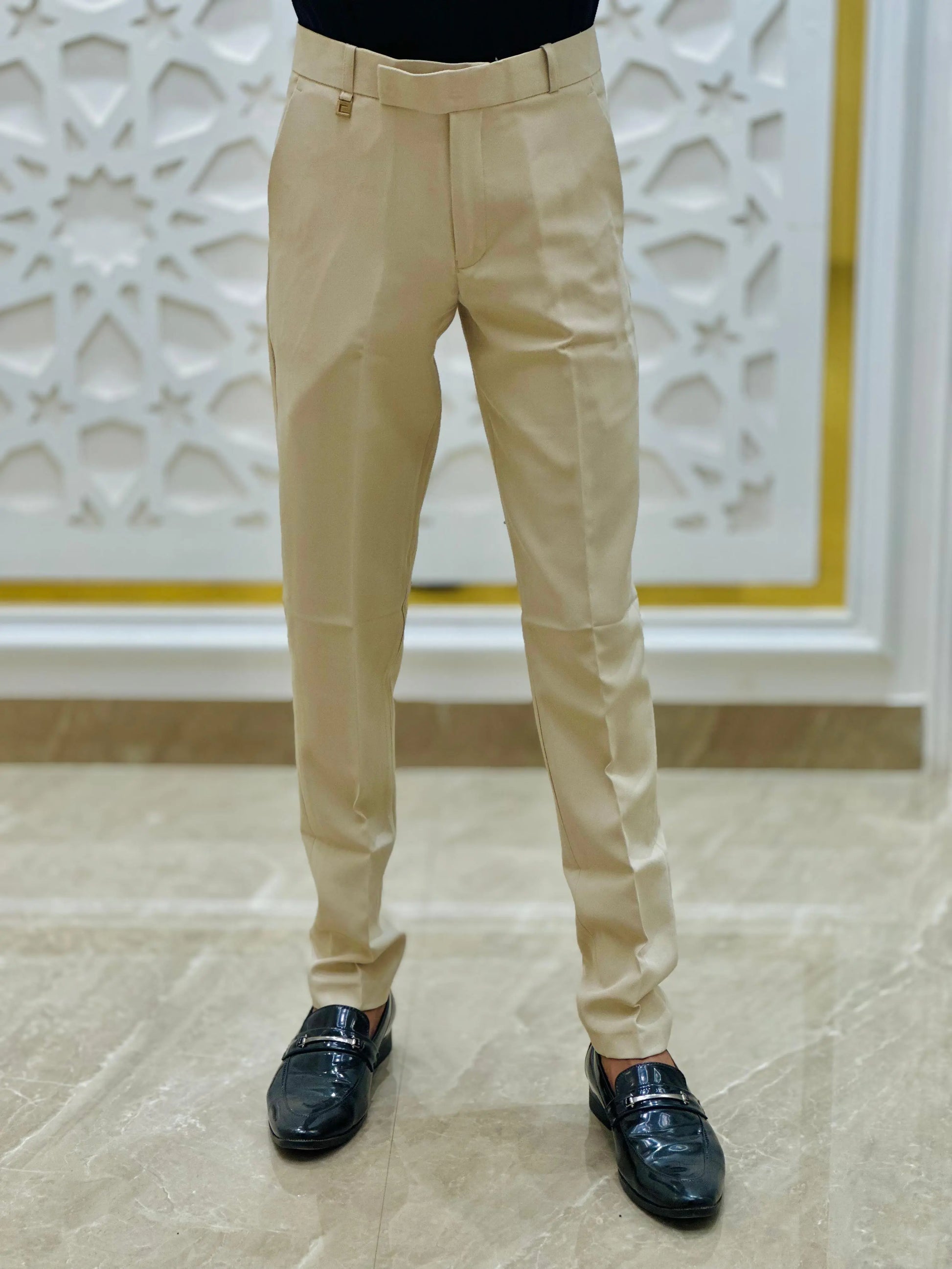 Ivory Beige Premium Formal Pant PATTERNS FOR MEN
