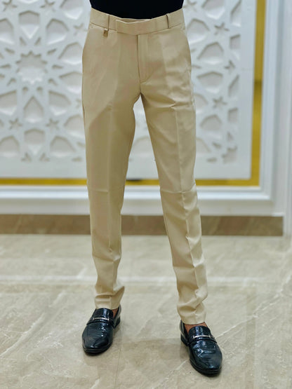 Ivory Beige Premium Formal Pant PATTERNS FOR MEN
