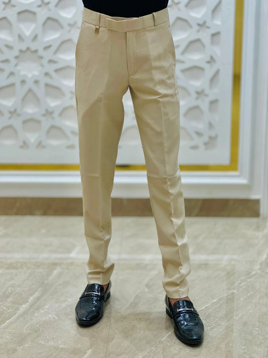 Ivory Beige Premium Formal Pant PATTERNS FOR MEN